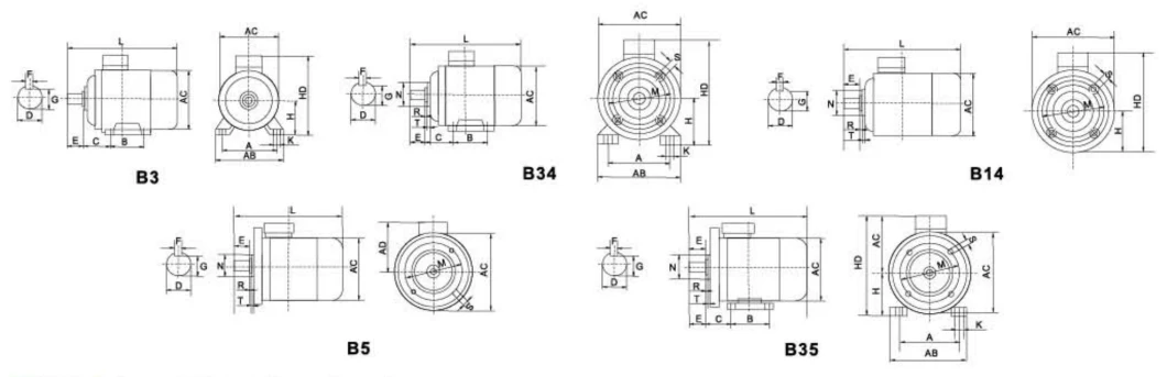 Ms100L-4 2.2kw 3kw Ms Series Aluminum Shell Three-Phase 380V AC Motor